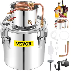 VEVOR Water Wine Still Max 13.2Gal/50L,  Wine Distiller with Circulating Pump, Wine Still Copper Tube, Whiskey Distilling Kit with Build-In Thermometer, Whiskey Making Kit for DIY , Stainless Steel