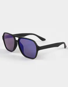 RSQ Matte Plastic Aviator Sunglasses, Black