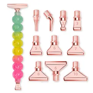 Diamond Painting Pen Kit with Resin Glitter Handle + 12 Metal Drill Tips for Faster DIY Diamond Art