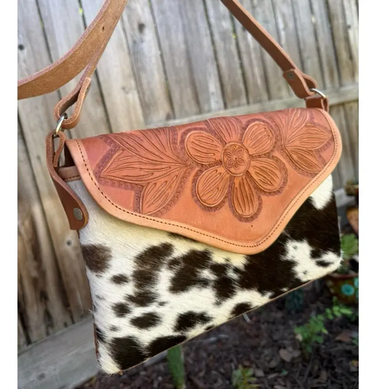 Mexican Leather Hand-Tooled Handbag - Authentic Handcrafted Design