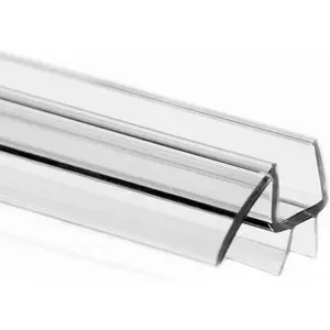 Shower Door Bottom Seal with Drip Rail for 1/2" (12mm) Thick Glass, 36" Long Sweep - Ultra Clear Polycarbonate