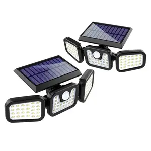 SolarGuard 3-Head Wide Angle Solar Security Lights 2 Pack IP65 Waterproof Motion Sensor Outdoor Flood Lights for Home Perimeter 270° Illumination
