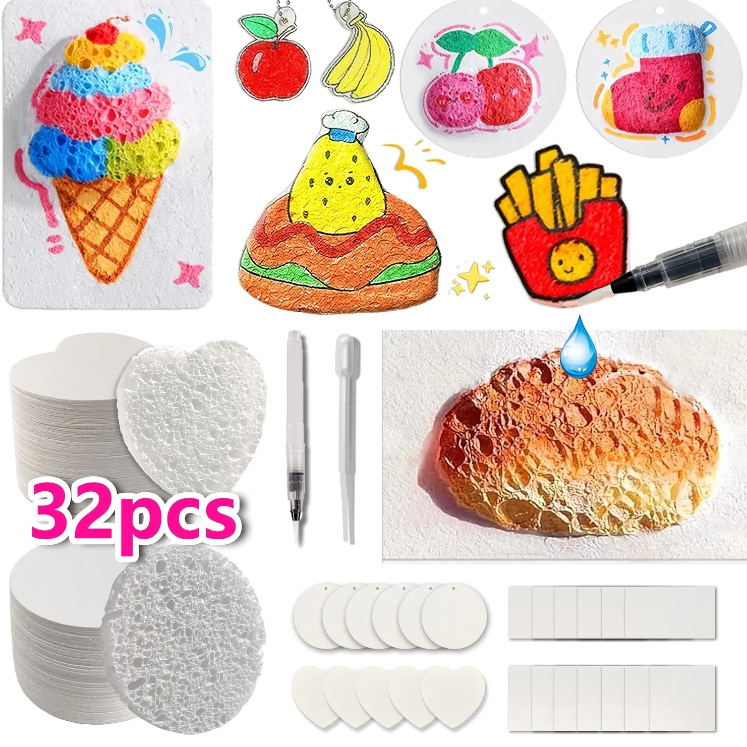 Magic 3D Foam Texture Painting Kit, 30 Foam Sheets & Craft Papers with Paint Brush and Dropper, DIY Bubble Art Set for Kids, Creative Arts & Crafts, School, Home, Travel & Christmas Gifts