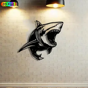 1pc Shark Metal Wall Art,Fierce Shark Statue Mural, Ideal Gift for New Year, Christmas, Shark Decor Enthusiasts, Rust-Resistant Metal Wall Decor Wall Sculptures, Perfect for Living Room Wall & Garden Fence, Unique Home Decor