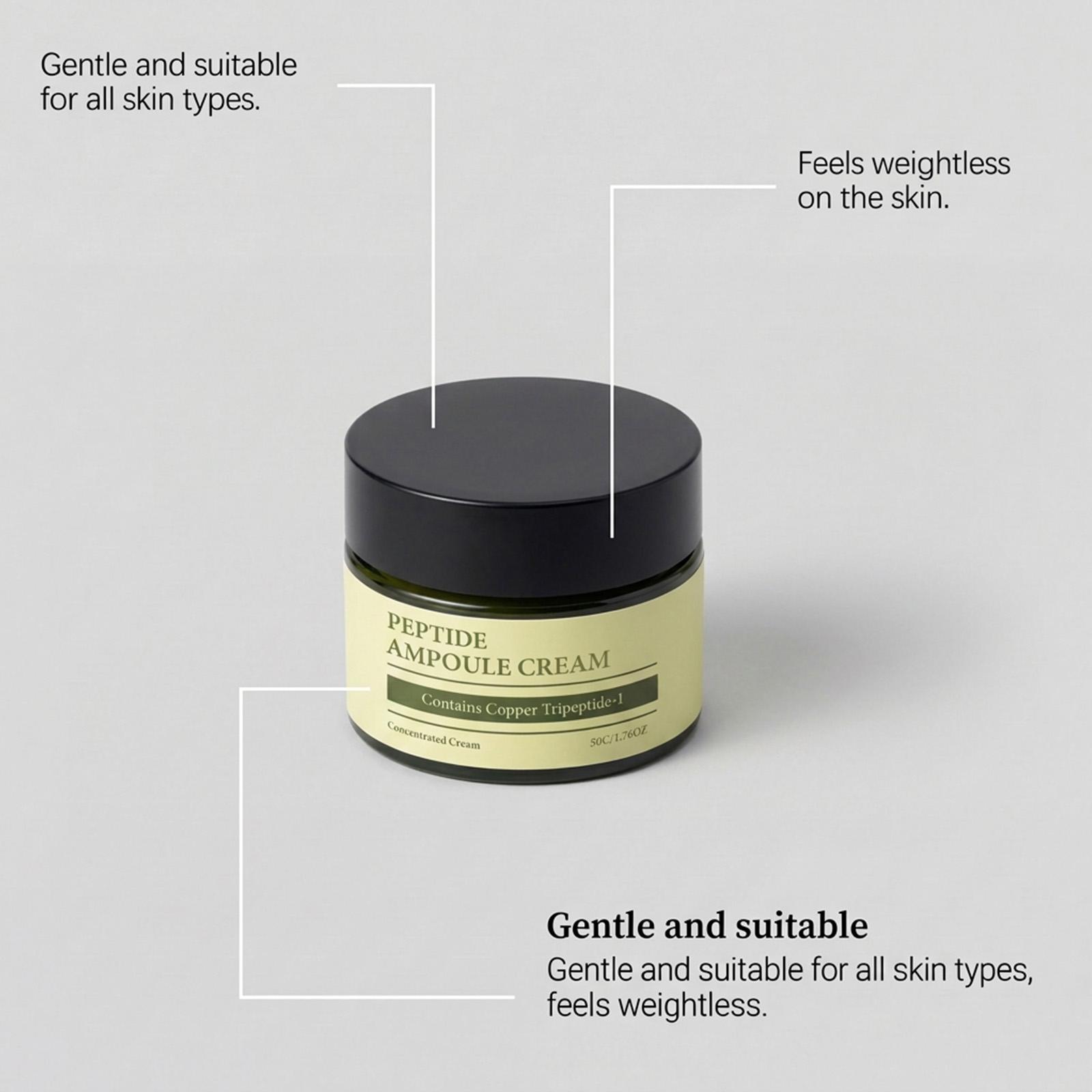 Peptide Ampoule Face Cream with Adenosine Lavander Oil Fine Line Treatment Moisturizing Elastin Boost Korean Skincare (1.69 fl oz)