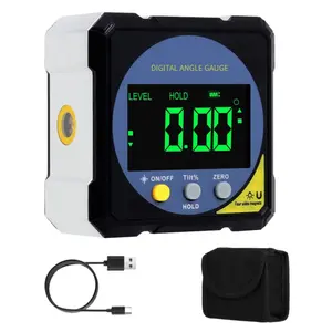 Digital Angle Gauge with Electronic Laser & 4 Side Magnetic Base - IP54 Waterproof Inclinometer, Type-C Rechargeable Protractor Tool with Backlight Display for Woodworking/Construction/DIY