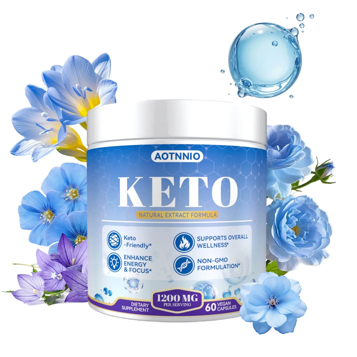 KETO Support Dietary Supplement with Raspberry Ketones & Green Tea Extract | Daily Wellness Formula | 60 Capsules