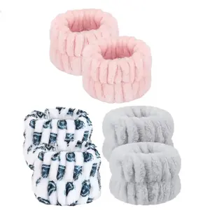Face Washing Wristband, 3 Pairs Mixed Color Water-absorbent Elastic Durable Face Wash Wristband for Women & Girls