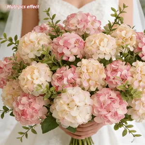 3Bunch of Artificial Two-tone Gradient Hydrangea Flowers, Ideal for Home Decor, Dining Tables, Holiday Parties, and DIY Vase Decoration. The Perfect Choice for Various Holidays and Anniversaries. Made of Durable Plastic, an Excellent Option for Home