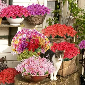 24 Bunches Daisy Decorative Artificial Flowers Plastic Fake Plants for Home Decor, Garden Decorations, Fade Free Outdoor Indoor Garden Porch Window Box Decoration Ideal for Christmas Thanksgiving Mother's Day Desktop Floral Arrangements