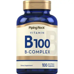 Piping Rock Vitamin B100 Complex | 100 Capsules | Vitamins B12, B1, B2, B6 | Non-GMO & Gluten Free Supplement
