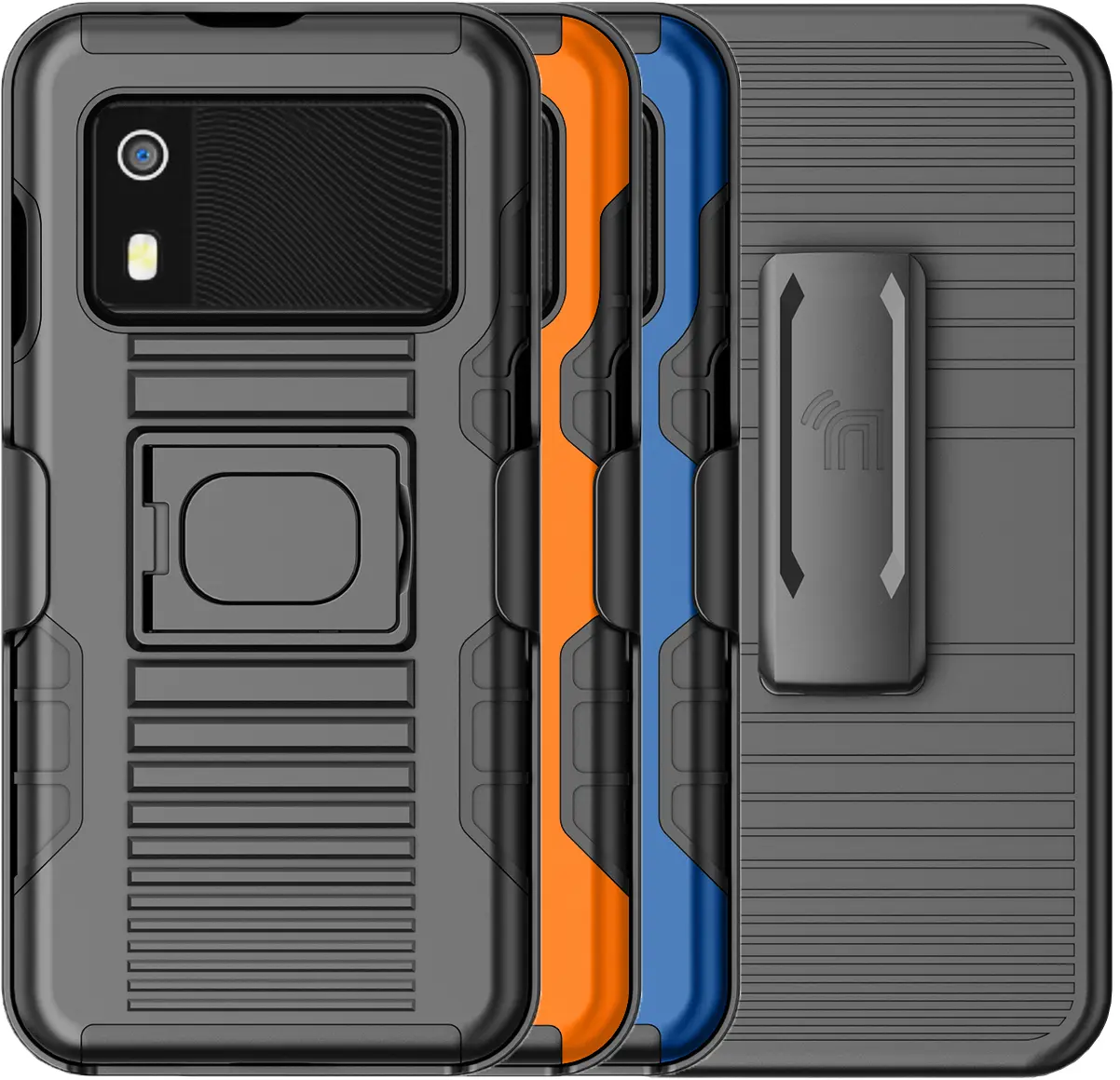Case and Belt Clip for Zebra EM45 RFID Mobile Scanner, Nakedcellphone Rugged Combo: Hybrid Ring Grip Cover with Stand and Holster Holder