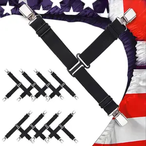 Upgrade Design Bed Sheet Straps 8 count Sheet Holders for Corners Fitted Sheet Clips Sheet Suspenders Black