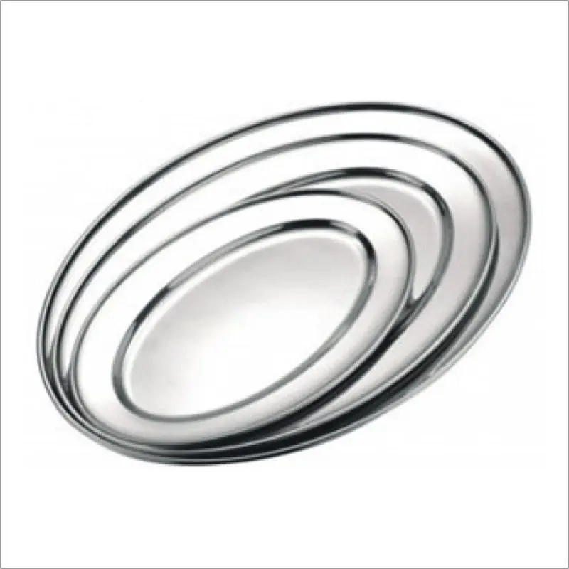 Star Dist 2368 Solid 22" Stainless Steel Oval Shape Plates, 3 lbs Kitchen Tray for Dry Food Storage & Home Use Organized Spaces