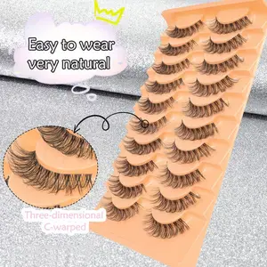 10 pairs of transparent stem false eyelashes, natural cross clustering false eyelashes, fairy 3D big eye makeup eyelashes, Volumized false eyelashes, DIY Volume Eyelashes