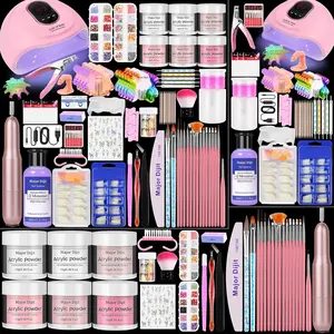Acrylic Nail Kit with liquid Monomer,6 colors Glitter Acrylic powder UV Lamp for Beginners with Everything Nail Supplies (White), Manicure, Nail Art
