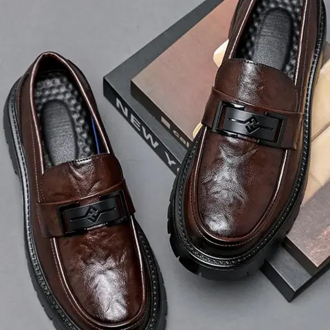 Men's Casual Solid Color Slip-on Loafers, Business Style Office Shoes Comfortable Flat Shoes for Daily Wear, Lightweight Breathable Shoes for Men