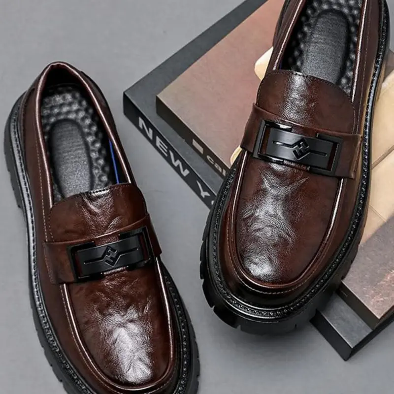 Men's Casual Solid Color Slip-on Loafers, Business Style Office Shoes Comfortable Flat Shoes for Daily Wear, Lightweight Breathable Shoes for Men