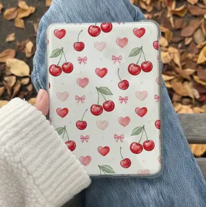 Cherries Bookish Kindle Insert for Clear Case – Aesthetic Book Lover Decor | Cozy Reading Accessory