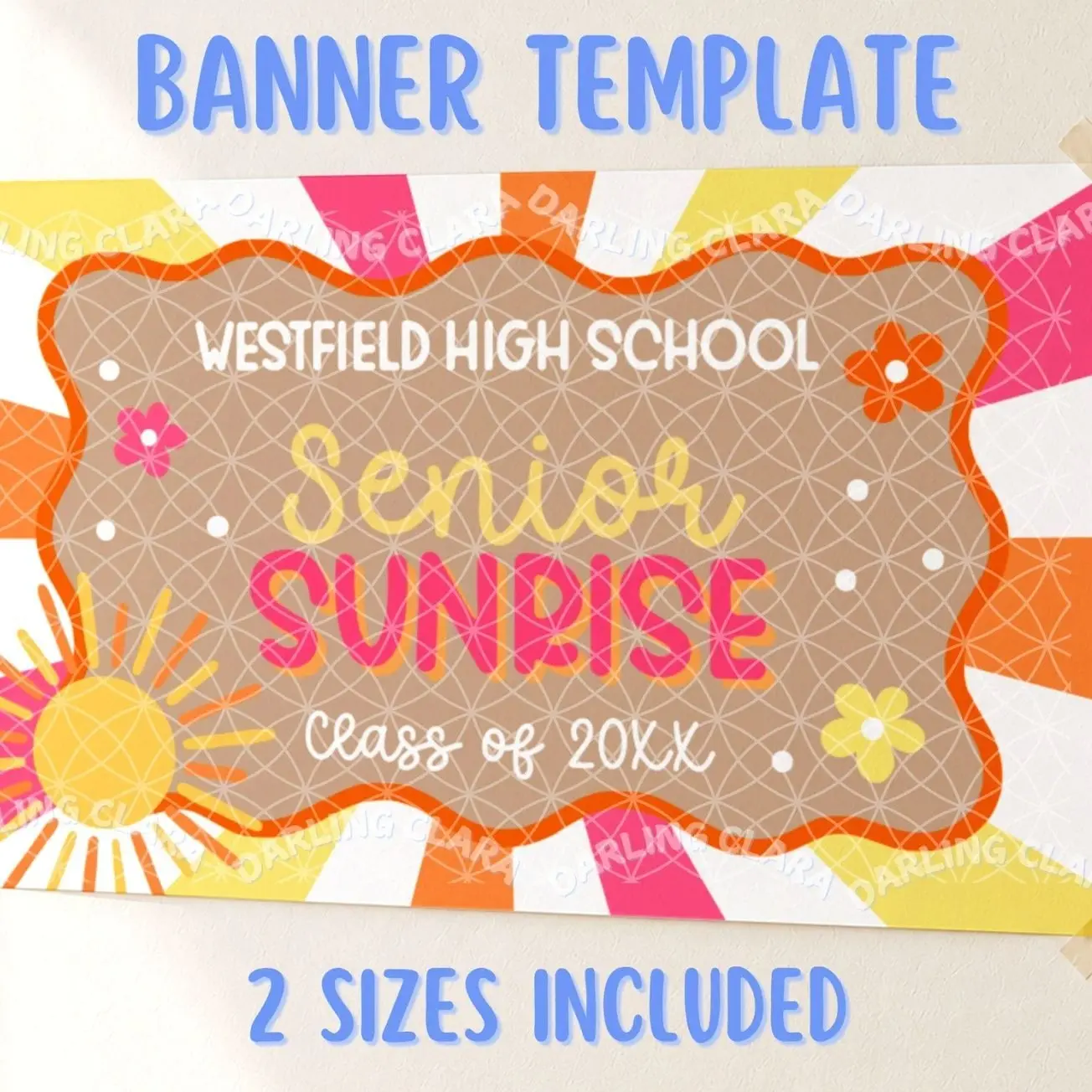 Senior Sunrise Banner, Senior Year Party Decor, Editable Canva Template, 2x6ft & 3x5ft
