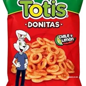 Totis Donitas Chile y Limón 150g - Original Corn Tortillas with Chipotle Chile and Lemon Flavor Snack