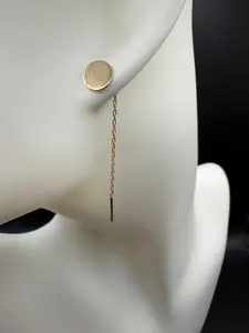 14k Dainty Threader Earrings - Gold Earrings with Threader Design