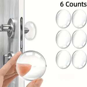 Self-adhesive Door Stop Wall Protector, 6 Counts Shock-absorbing & Noise-reducing Door Stopper, Reusable Door Hardware for Home & Office