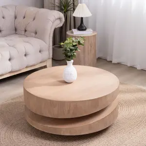 31.3’’ Modern Round Wood Coffee Table – Natural Finish Accent Center Table for Living Room, Lounge & Apartment |   Minimalist Home Decor for Cozy Modern Spaces