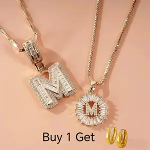 Meaningful Gift Initial Necklace Set.14K Gold Plated Double Letter Pendant Necklaces with Zircon Personalized Jewelry for Women.
