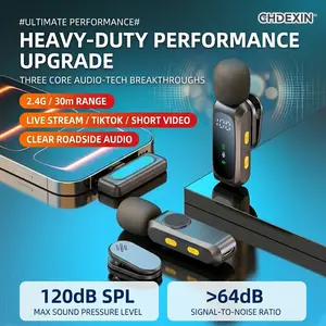 CHDEXIN | Wireless Lavalier Microphone for iPhone & iPad, Plug and Play Lapel Mic with 2 Transmitters and 1 Receiver, Intelligent Noise Reduction Wireless Mic for Recording, Vlog, and Live Stream