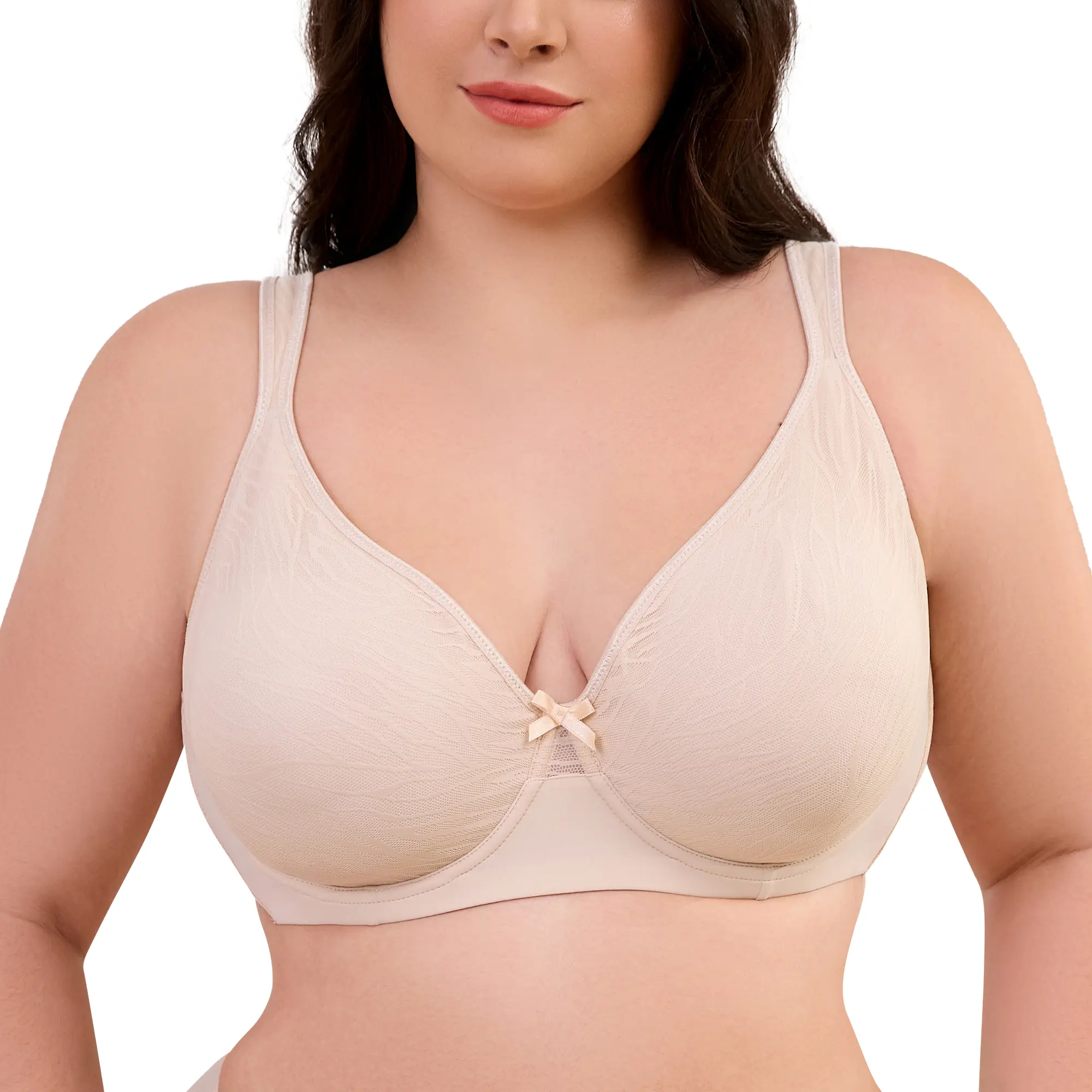 Women's Minimizer Underwire Full Coverage Bra, Non Padded Plus Size V Neck Everyday Bra with Ultra Thin Breathable Cups, Lift Support, Wide Cushioned Adjustable Straps, U-Back & Smoothing Side Wings, Spandex, Fit, Ladies, Soft, Light