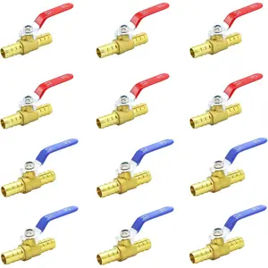 3/4 Inch PEX Ball Valves,12  PEX Brass Full Port Shut Off Ball Valve, Brass Full Port Quarter Turn Crimp Pex Valves for Hot and Cold Water