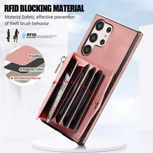 Luxury Zipper Accordion Wallet Cellphone Case for Samsung S26/s26 Ultra, Faux Leather, Multiple Card Slots, Stand Function, Lightweight and Shockproof