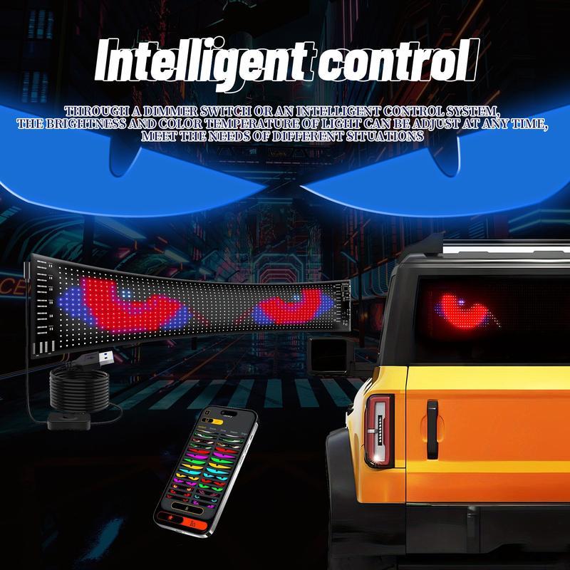 Father's Day Car Eye Lights: Scrolling Led Car Sign For Devil's Eye,Programmable Car Advertising LED Display To DIY Text Animation Graffiti Pattern From Phone APP Control And Remote, Programmable Animated Windshield Display car  window  display  system