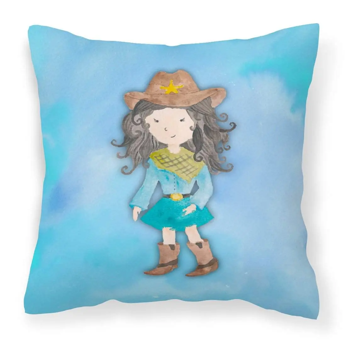 Vibrant Watercolour Cowgirl Print Cushion, All-Seasons Decorative Fabric Pillow, Model BB7367PW1818