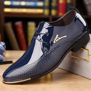 Men��s Glossy Patent Leather Dress Shoes �C Textured Lace-Up Formal Footwear for Business & Weddings