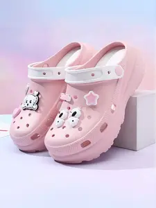 Women's Cute Cartoon Decorated Slides, Casual Comfortable Platform Slippers for Indoor Outdoor Wear, All-match Slippers for Daily Wear, Walking Shoes