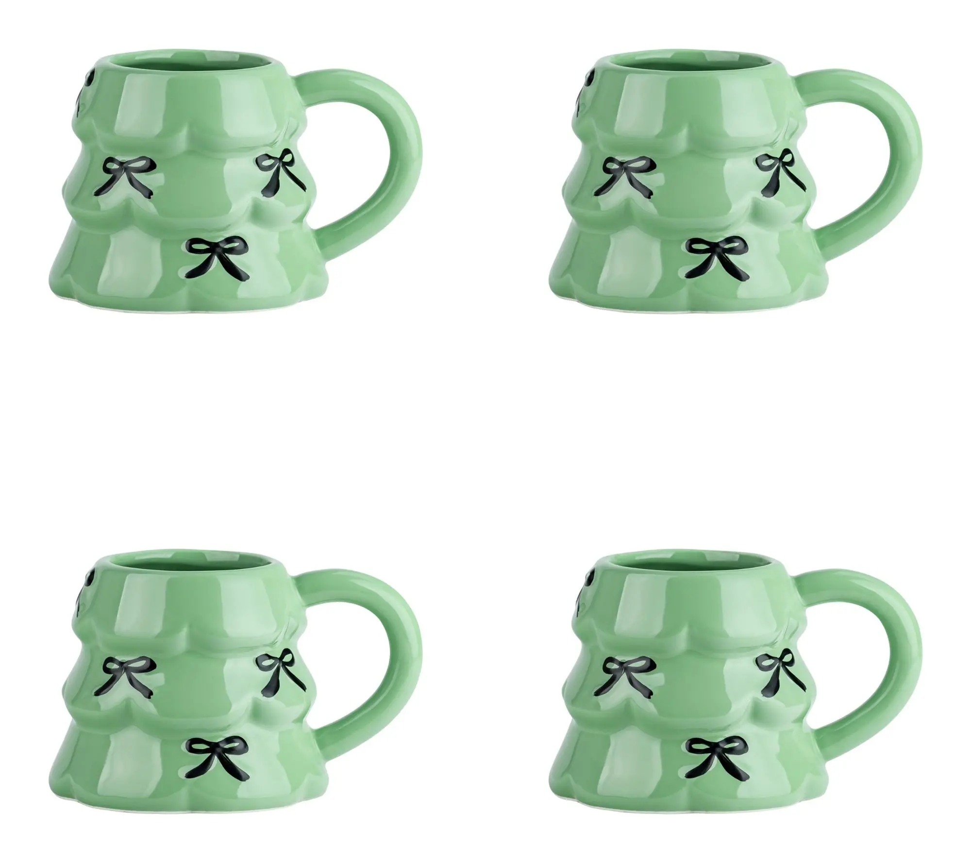 10 Strawberry Street Set of 4 Bows & Boughs Holiday Mug 10 Strawberry Street Set of 4 Bows & Boughs Holiday Mug