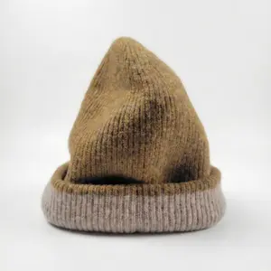 Premium Merino Wool Beanie - 100% Merino Wool Cloud Soft Feel High Elasticity Breathable Material Comfortable Fit 2 Side Earthy-mustard Oatmeal Delicate Wash Only