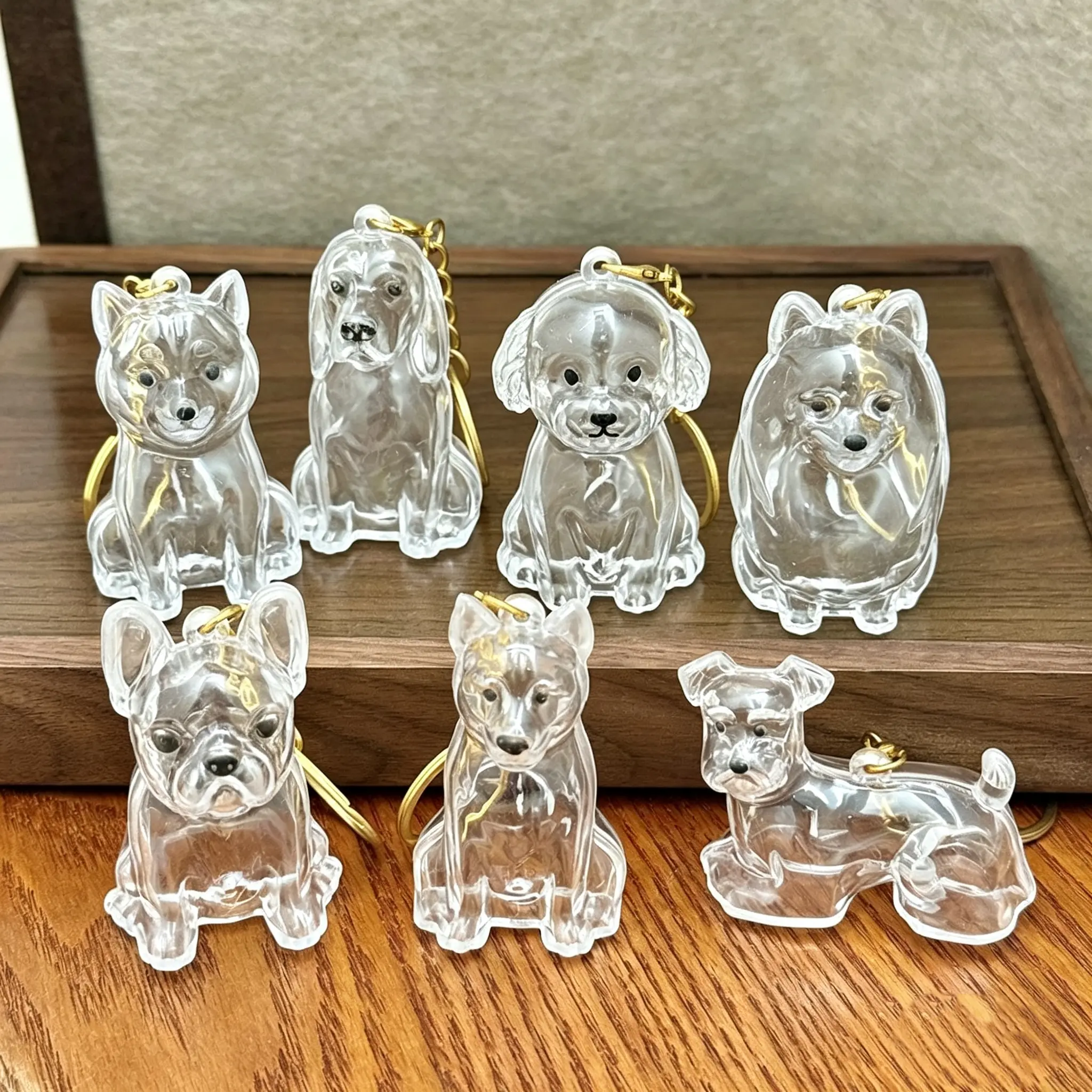 Cute Dog Shape Fur Memory Charm, Transparent Keepsake Charm for Bag, Keychain, and Display