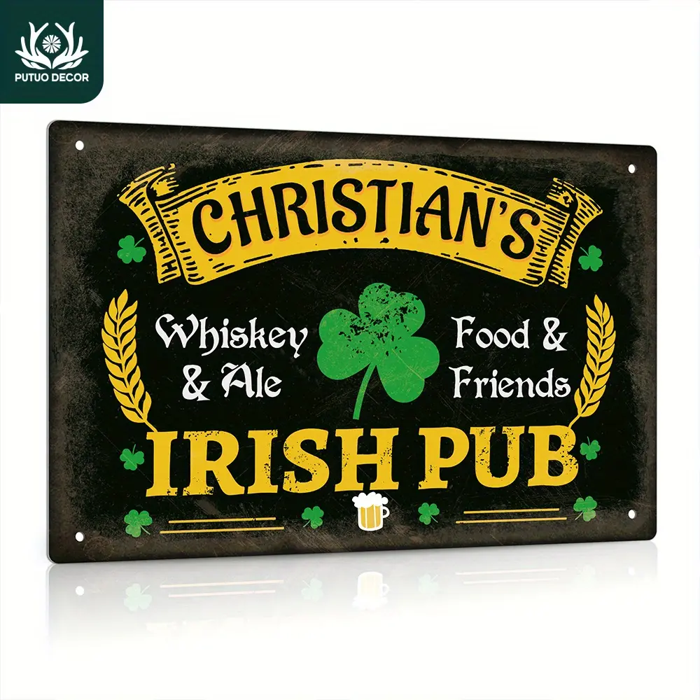 Customizable Retro Metal Bar Sign - Personalized Name, Perfect for Home, Cafe, Pub, Kitchen, or for Man Cave Decor, 12x8 Inches