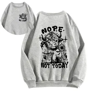 Easter Idea Highland Cow Mood Line: Acid-Washed Tee, Cotton Tee & Sweatshirt. Features "NOPE.+Highland Cow+Iced Coffee+Sunflower+'NOT TODAY’" prints-cute-sassy, ideal for street outings, daily wear, comfy & distinctive.