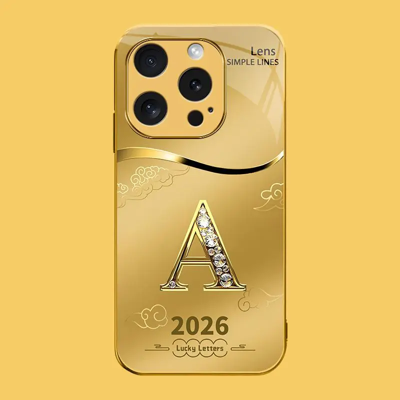 Suitable for [iPhone 15 Pro] high-end phone case🤩，choose from 26 letters of the English alphabet, each with an exquisite auspicious cloud pattern to bring you good luck YM99