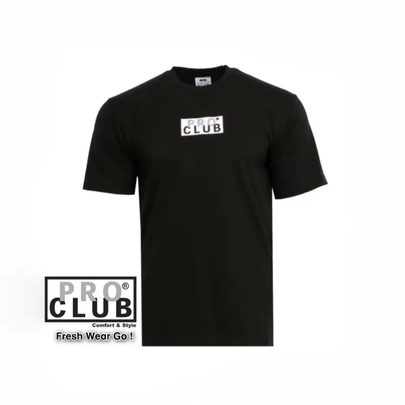 Pro Club Heavyweight Short Sleeve Embroidered Box Logo Tee Classic Shirt Top Casual