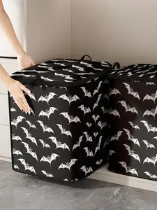 Bat Print Blanket Storage Bag, Space Saver Bags, Cute and Practical Kids Bedding Organizer, Storage Tote, Durable Material with Handle, Perfect for Home Use