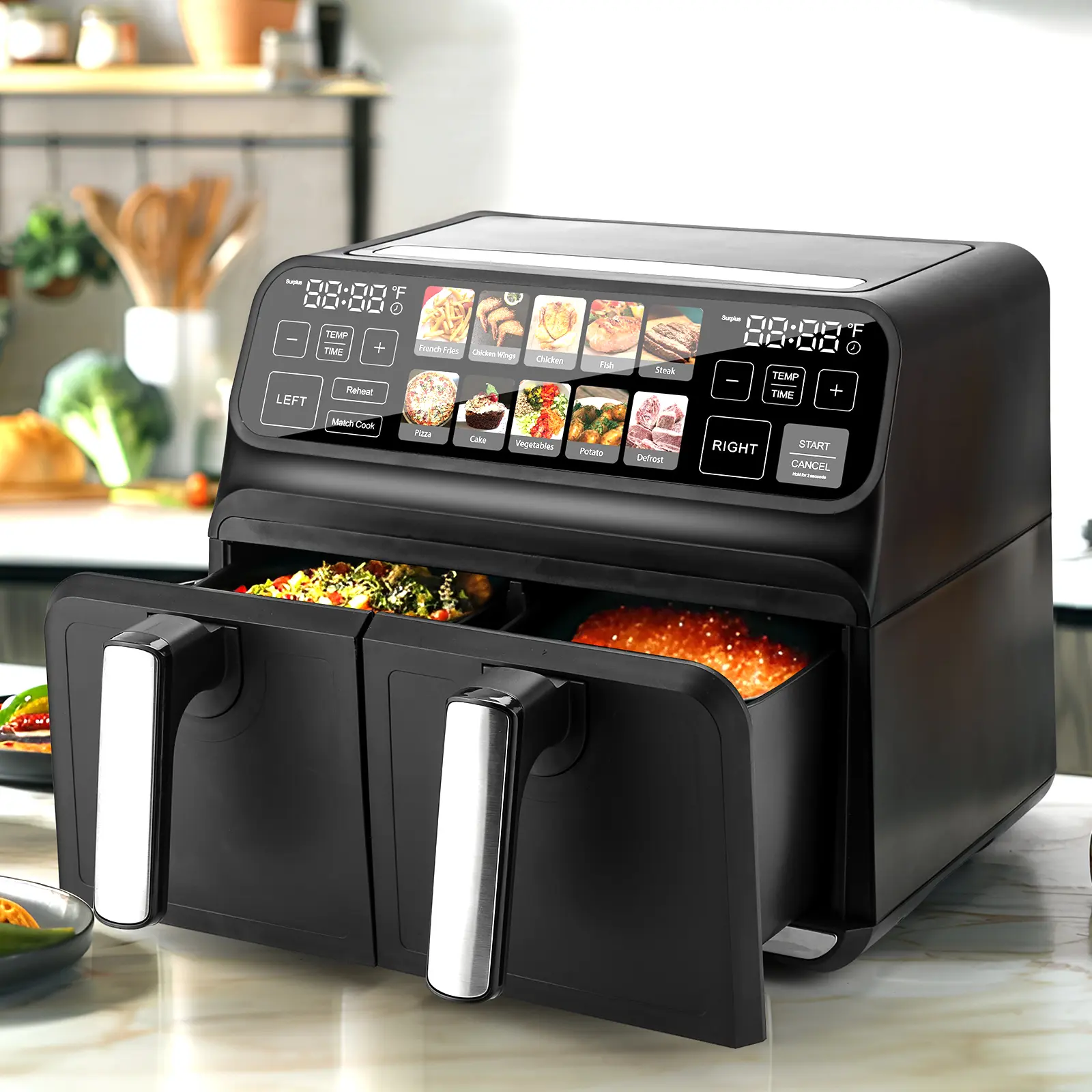 ChefRobot Dual Air Fryer,8 Quart Double Air Fryer,10-in-All Dual Zone Air Fryer,TFT Screen Air Fryer Dual Basket,Large Air Fryer Non Toxic