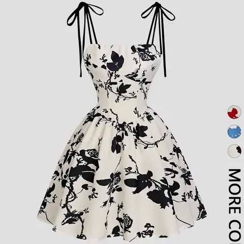 Women's Print Halter Back-To-School Summer Bohemian Sun Dress, A-Line Short Dress, Sexy Fitted Style, Chic, Elegance, Perfect for Warm Weather, Boho Fashion Dress, Womenswear