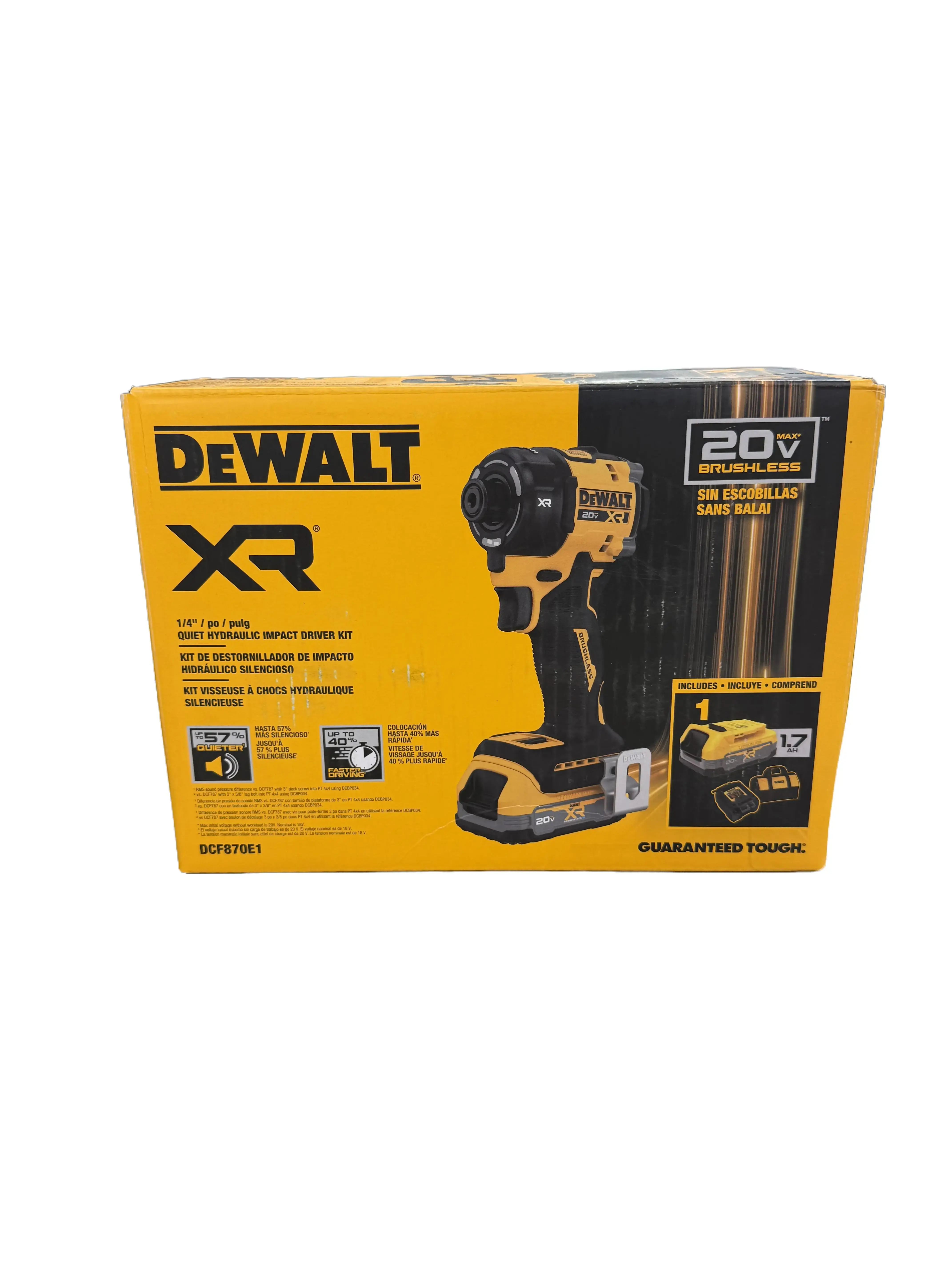 Dewalt XR Series Quiet Hydraulic Impact Drill-Driver Kit - Batteries Included, 57% Less Noise Than Traditional Models, Controlled Power for Fastening Tasks