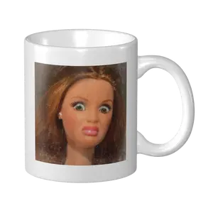 Funny Disgusted Barbie Face Mug 11oz Ceramic Coffee Cup Dishwasher & Microwave Safe Hilarious Gift for Mom Dad Coworker or Friend Ideal for Coffee Lovers  cam upside down mug  tiktok confusing  gifts