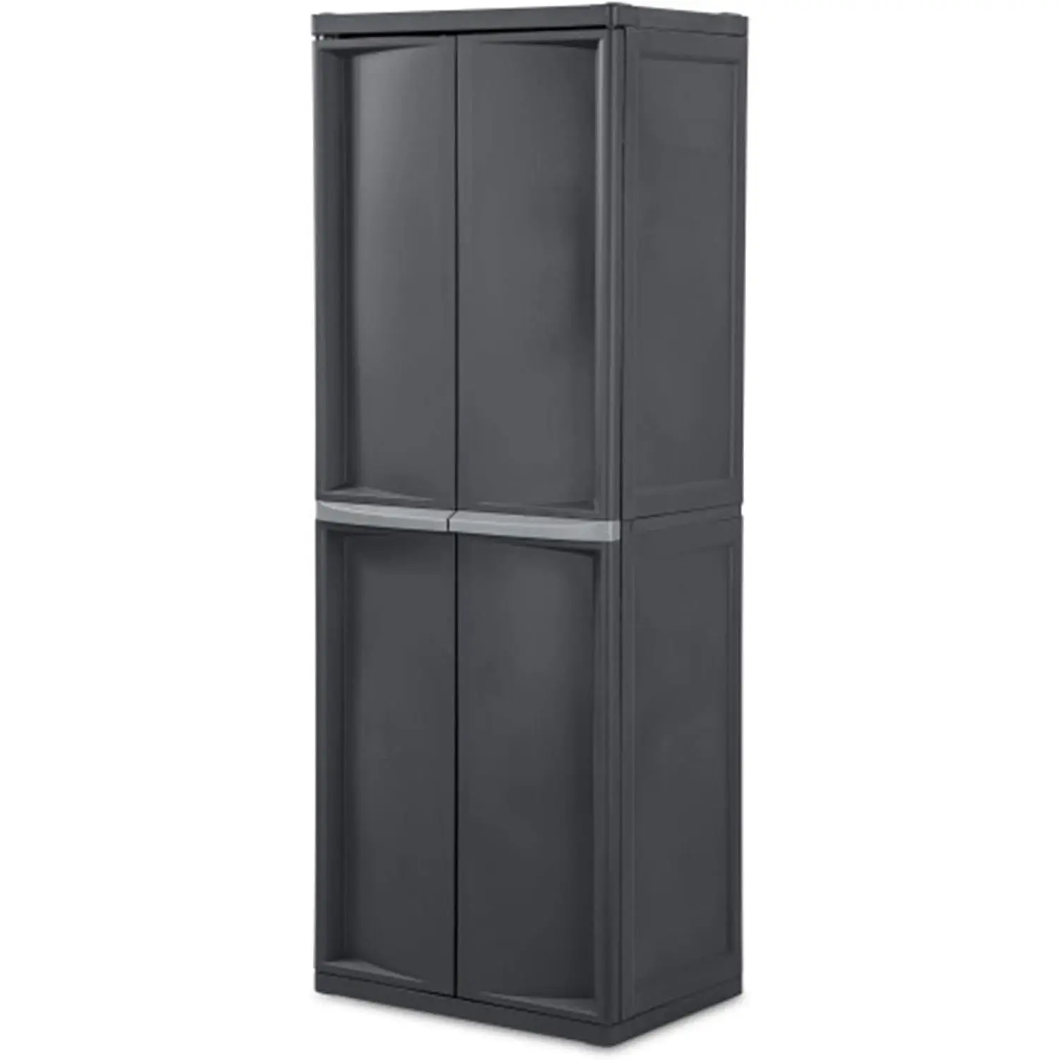 Sterilite Storage Cabinet, Plastic Closet Organizer, 4 Adjustable Shelves, Gray